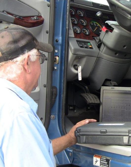 Diesel engine technician at Pro Truck & Trailer Repair troubleshooting
